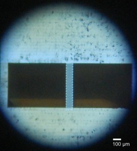 5 µm interdigitated electrodes cut with the PF laser µ-machining system.